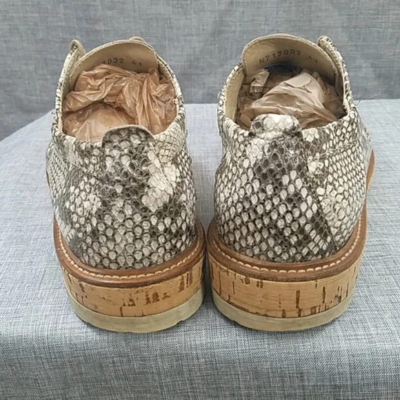 AGL Attilio Giusti Leomruni Oxfords Shoe Snake Print Leather cork platform 41 - Picture 10 of 14